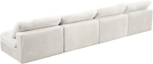 Cozy Velvet / Fiber / Engineered Wood Contemporary Cream Velvet Cloud-Like Comfort Modular Armless Sofa - 156" W x 40" D x 32" H