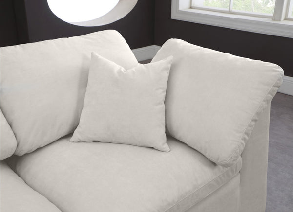 Cozy Velvet / Fiber / Engineered Wood Contemporary Cream Velvet Cloud-Like Comfort Modular Armless Sofa - 156" W x 40" D x 32" H