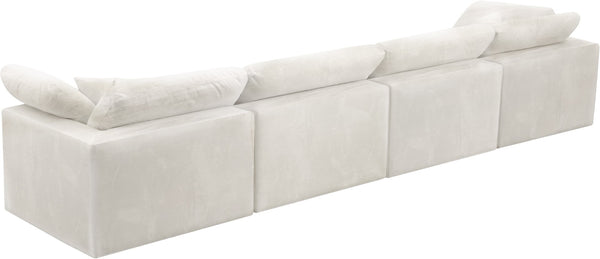 Cozy Velvet / Fiber / Engineered Wood Contemporary Cream Velvet Cloud-Like Comfort Modular Sofa - 158" W x 40" D x 32" H