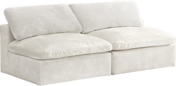 Cozy Velvet / Fiber / Engineered Wood Contemporary Cream Velvet Cloud-Like Comfort Modular Armless Sofa - 78" W x 40" D x 32" H