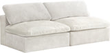 Cozy Velvet / Fiber / Engineered Wood Contemporary Cream Velvet Cloud-Like Comfort Modular Armless Sofa - 78" W x 40" D x 32" H