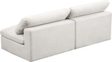 Cozy Velvet / Fiber / Engineered Wood Contemporary Cream Velvet Cloud-Like Comfort Modular Armless Sofa - 78" W x 40" D x 32" H