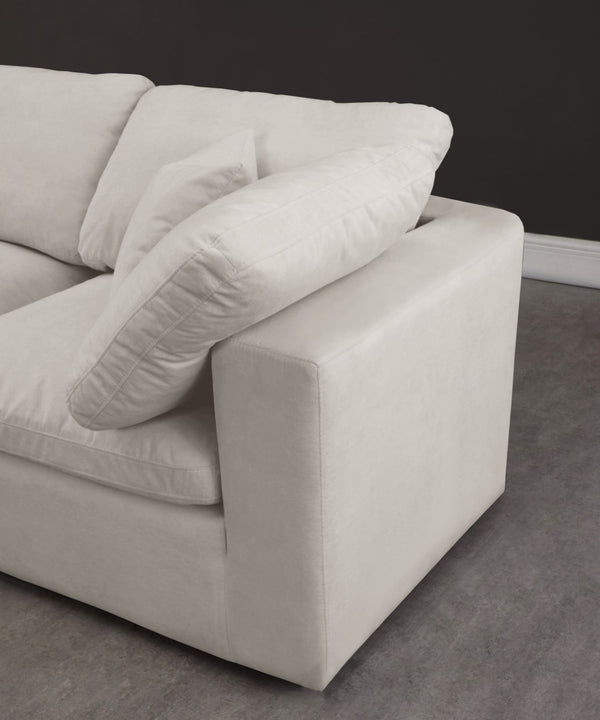 Cozy Velvet / Fiber / Engineered Wood Contemporary Cream Velvet Cloud-Like Comfort Modular Armless Sofa - 78" W x 40" D x 32" H