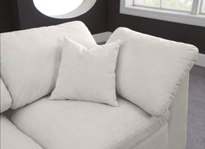 Cozy Velvet / Fiber / Engineered Wood Contemporary Cream Velvet Cloud-Like Comfort Modular Armless Sofa - 78" W x 40" D x 32" H