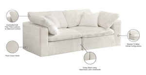 Cozy Velvet / Fiber / Engineered Wood Contemporary Cream Velvet Cloud-Like Comfort Modular Sofa - 80" W x 40" D x 32" H