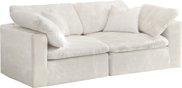 Cozy Velvet / Fiber / Engineered Wood Contemporary Cream Velvet Cloud-Like Comfort Modular Sofa - 80" W x 40" D x 32" H