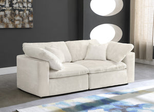 Cozy Velvet / Fiber / Engineered Wood Contemporary Cream Velvet Cloud-Like Comfort Modular Sofa - 80" W x 40" D x 32" H