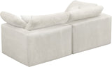 Cozy Velvet / Fiber / Engineered Wood Contemporary Cream Velvet Cloud-Like Comfort Modular Sofa - 80" W x 40" D x 32" H