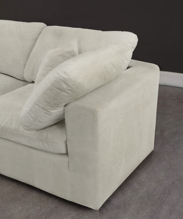 Cozy Velvet / Fiber / Engineered Wood Contemporary Cream Velvet Cloud-Like Comfort Modular Sofa - 80" W x 40" D x 32" H