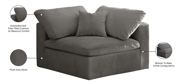 Cozy Velvet / Fiber / Engineered Wood Contemporary Grey Velvet Chair - 40" W x 40" D x 32" H