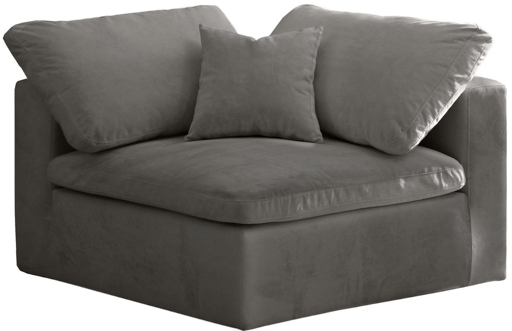 Cozy Velvet / Fiber / Engineered Wood Contemporary Grey Velvet Chair - 40" W x 40" D x 32" H