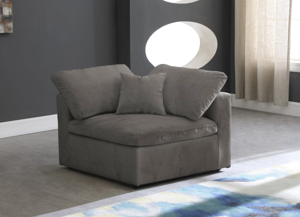 Cozy Velvet / Fiber / Engineered Wood Contemporary Grey Velvet Chair - 40" W x 40" D x 32" H
