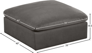 Cozy Velvet / Fiber / Engineered Wood Contemporary Grey Velvet Ottoman - 39" W x 40" D x 18.5" H