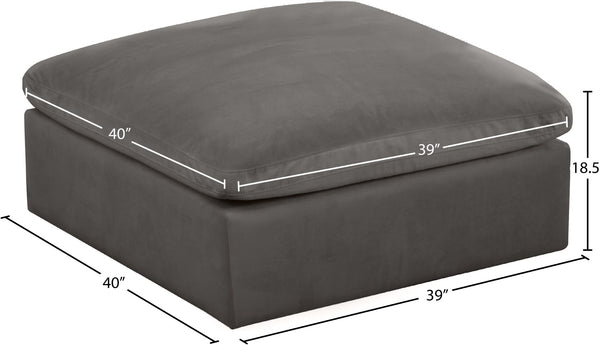 Cozy Velvet / Fiber / Engineered Wood Contemporary Grey Velvet Ottoman - 39" W x 40" D x 18.5" H