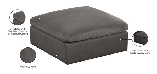 Cozy Velvet / Fiber / Engineered Wood Contemporary Grey Velvet Ottoman - 39" W x 40" D x 18.5" H