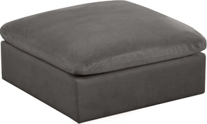 Cozy Velvet / Fiber / Engineered Wood Contemporary Grey Velvet Ottoman - 39" W x 40" D x 18.5" H