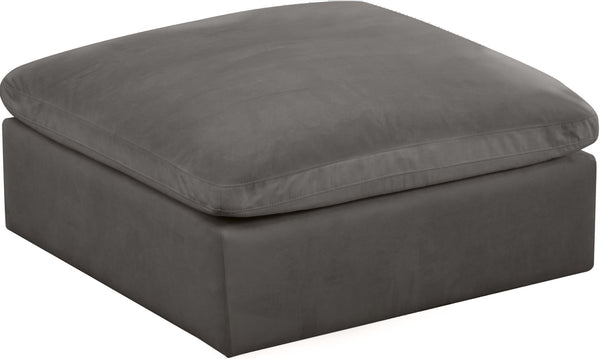 Cozy Velvet / Fiber / Engineered Wood Contemporary Grey Velvet Ottoman - 39" W x 40" D x 18.5" H