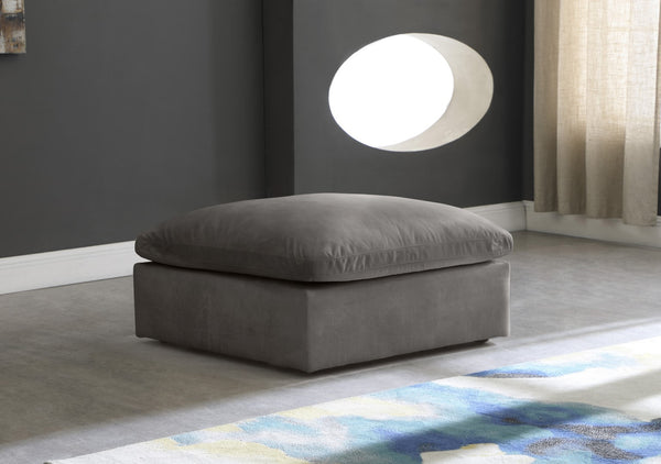 Cozy Velvet / Fiber / Engineered Wood Contemporary Grey Velvet Ottoman - 39" W x 40" D x 18.5" H
