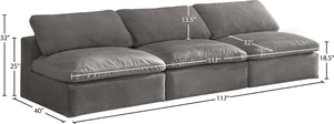 Cozy Velvet / Fiber / Engineered Wood Contemporary Grey Velvet Cloud-Like Comfort Modular Armless Sofa - 117" W x 40" D x 32" H