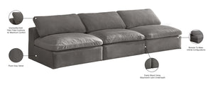 Cozy Velvet / Fiber / Engineered Wood Contemporary Grey Velvet Cloud-Like Comfort Modular Armless Sofa - 117" W x 40" D x 32" H