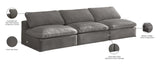 Cozy Velvet / Fiber / Engineered Wood Contemporary Grey Velvet Cloud-Like Comfort Modular Armless Sofa - 117" W x 40" D x 32" H