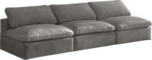 Cozy Velvet / Fiber / Engineered Wood Contemporary Grey Velvet Cloud-Like Comfort Modular Armless Sofa - 117" W x 40" D x 32" H