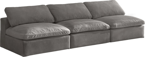 Cozy Velvet / Fiber / Engineered Wood Contemporary Grey Velvet Cloud-Like Comfort Modular Armless Sofa - 117" W x 40" D x 32" H