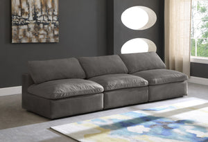 Cozy Velvet / Fiber / Engineered Wood Contemporary Grey Velvet Cloud-Like Comfort Modular Armless Sofa - 117" W x 40" D x 32" H