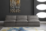 Cozy Velvet / Fiber / Engineered Wood Contemporary Grey Velvet Cloud-Like Comfort Modular Armless Sofa - 117" W x 40" D x 32" H