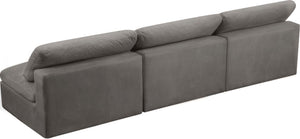 Cozy Velvet / Fiber / Engineered Wood Contemporary Grey Velvet Cloud-Like Comfort Modular Armless Sofa - 117" W x 40" D x 32" H