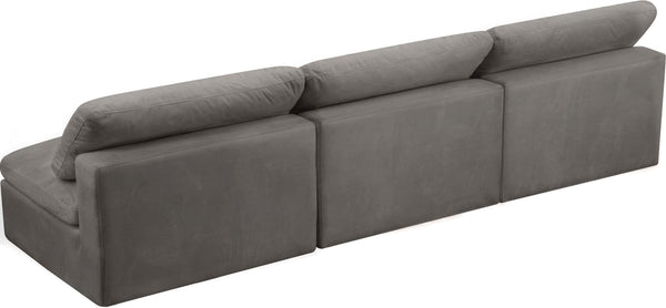 Cozy Velvet / Fiber / Engineered Wood Contemporary Grey Velvet Cloud-Like Comfort Modular Armless Sofa - 117" W x 40" D x 32" H
