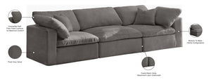 Cozy Velvet / Fiber / Engineered Wood Contemporary Grey Velvet Cloud-Like Comfort Modular Sofa - 119" W x 40" D x 32" H