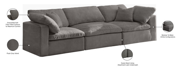 Cozy Velvet / Fiber / Engineered Wood Contemporary Grey Velvet Cloud-Like Comfort Modular Sofa - 119" W x 40" D x 32" H