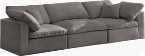 Cozy Velvet / Fiber / Engineered Wood Contemporary Grey Velvet Cloud-Like Comfort Modular Sofa - 119" W x 40" D x 32" H