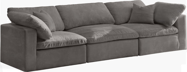 Cozy Velvet / Fiber / Engineered Wood Contemporary Grey Velvet Cloud-Like Comfort Modular Sofa - 119" W x 40" D x 32" H