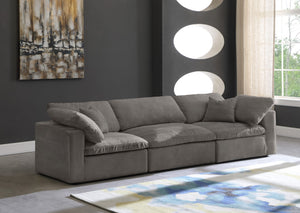 Cozy Velvet / Fiber / Engineered Wood Contemporary Grey Velvet Cloud-Like Comfort Modular Sofa - 119" W x 40" D x 32" H