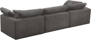 Cozy Velvet / Fiber / Engineered Wood Contemporary Grey Velvet Cloud-Like Comfort Modular Sofa - 119" W x 40" D x 32" H