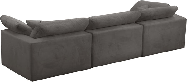 Cozy Velvet / Fiber / Engineered Wood Contemporary Grey Velvet Cloud-Like Comfort Modular Sofa - 119" W x 40" D x 32" H