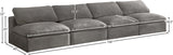 Cozy Velvet / Fiber / Engineered Wood Contemporary Grey Velvet Cloud-Like Comfort Modular Armless Sofa - 156" W x 40" D x 32" H