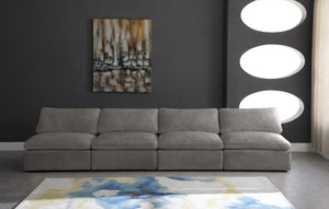 Cozy Velvet / Fiber / Engineered Wood Contemporary Grey Velvet Cloud-Like Comfort Modular Armless Sofa - 156" W x 40" D x 32" H
