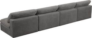 Cozy Velvet / Fiber / Engineered Wood Contemporary Grey Velvet Cloud-Like Comfort Modular Armless Sofa - 156" W x 40" D x 32" H