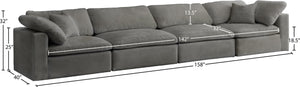 Cozy Velvet / Fiber / Engineered Wood Contemporary Grey Velvet Cloud-Like Comfort Modular Sofa - 158" W x 40" D x 32" H