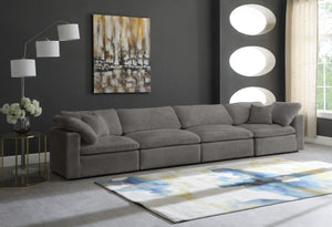 Cozy Velvet / Fiber / Engineered Wood Contemporary Grey Velvet Cloud-Like Comfort Modular Sofa - 158" W x 40" D x 32" H