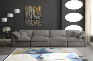 Cozy Velvet / Fiber / Engineered Wood Contemporary Grey Velvet Cloud-Like Comfort Modular Sofa - 158" W x 40" D x 32" H