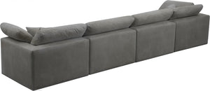 Cozy Velvet / Fiber / Engineered Wood Contemporary Grey Velvet Cloud-Like Comfort Modular Sofa - 158" W x 40" D x 32" H