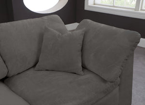 Cozy Velvet / Fiber / Engineered Wood Contemporary Grey Velvet Cloud-Like Comfort Modular Sofa - 158" W x 40" D x 32" H