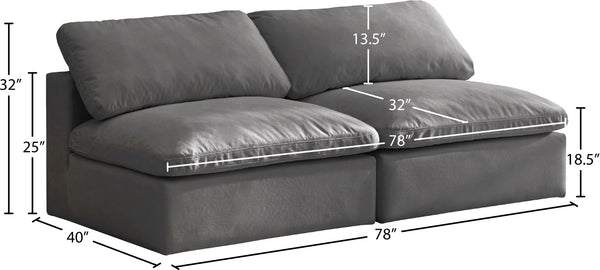 Cozy Velvet / Fiber / Engineered Wood Contemporary Grey Velvet Cloud-Like Comfort Modular Armless Sofa - 78" W x 40" D x 32" H