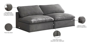 Cozy Velvet / Fiber / Engineered Wood Contemporary Grey Velvet Cloud-Like Comfort Modular Armless Sofa - 78" W x 40" D x 32" H