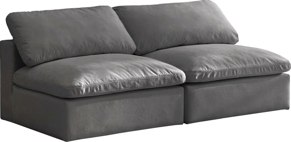 Cozy Velvet / Fiber / Engineered Wood Contemporary Grey Velvet Cloud-Like Comfort Modular Armless Sofa - 78" W x 40" D x 32" H