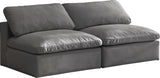 Cozy Velvet / Fiber / Engineered Wood Contemporary Grey Velvet Cloud-Like Comfort Modular Armless Sofa - 78" W x 40" D x 32" H